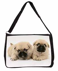 Pugzu Dog Large Black Laptop Shoulder Bag School/College