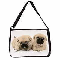 Pugzu Dog Large Black Laptop Shoulder Bag School/College