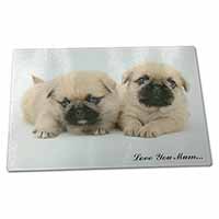 Large Glass Cutting Chopping Board Pugzu Dog 