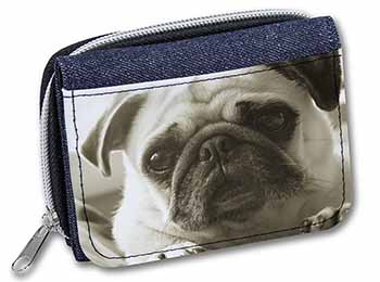 Cute Pug Dog Unisex Denim Purse Wallet