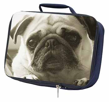 Cute Pug Dog Navy Insulated School Lunch Box/Picnic Bag
