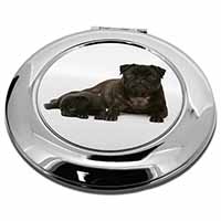 Pug Dog and Puppy Make-Up Round Compact Mirror