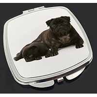 Pug Dog and Puppy Make-Up Compact Mirror