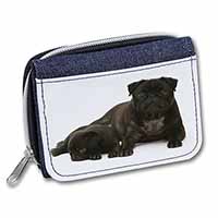 Pug Dog and Puppy Unisex Denim Purse Wallet