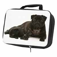 Pug Dog and Puppy Black Insulated School Lunch Box/Picnic Bag