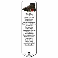 Black Pug Dogs with Red Rose Bookmark, Book mark, Printed full colour