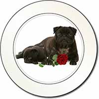 Black Pug Dogs with Red Rose Car or Van Permit Holder/Tax Disc Holder