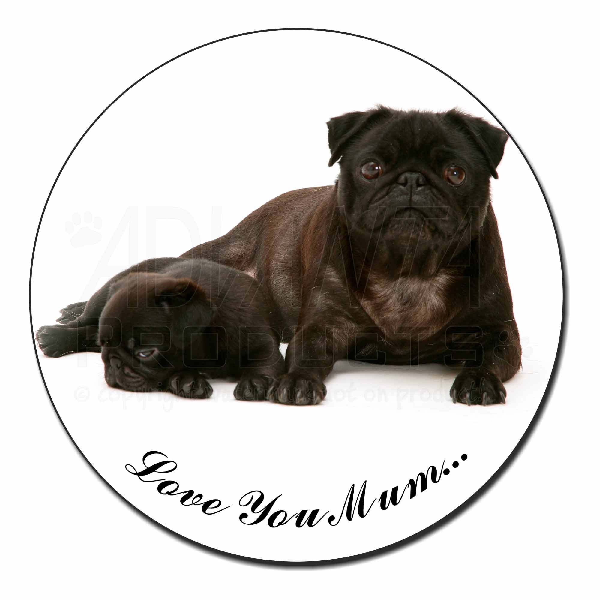 AD-P97lygFM Black Pug Dog 'Love You Grandma' Fridge Magnet Stocking Filler Chri