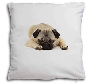 Pug Dog Soft White Velvet Feel Scatter Cushion