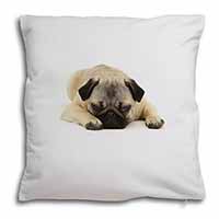 Pug Dog Soft White Velvet Feel Scatter Cushion