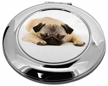 Pug Dog Make-Up Round Compact Mirror