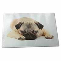 Large Glass Cutting Chopping Board Pug Dog