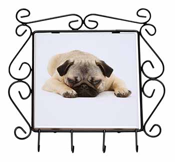 Pug Dog Wrought Iron Key Holder Hooks