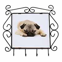 Pug Dog Wrought Iron Key Holder Hooks