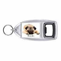 Pug Dog Chrome Metal Bottle Opener Keyring in Box