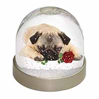 Pug Dog with a Red Rose Snow Globe Photo Waterball