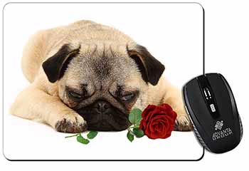 Pug Dog with a Red Rose Computer Mouse Mat