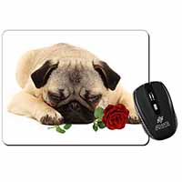 Pug Dog with a Red Rose Computer Mouse Mat