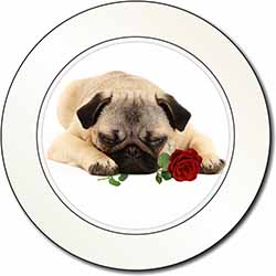 Pug Dog with a Red Rose Car or Van Permit Holder/Tax Disc Holder