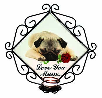 Fawn Pug with Rose 