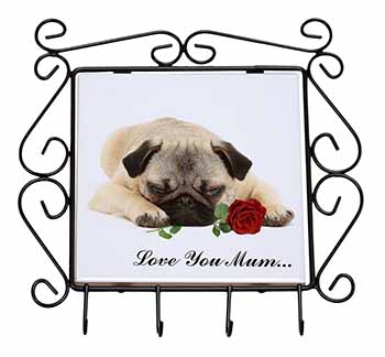 Fawn Pug with Rose 