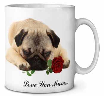 Fawn Pug with Rose 