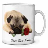 Fawn Pug with Rose 