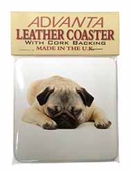 Pug Dog Single Leather Photo Coaster