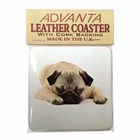 Pug Dog Single Leather Photo Coaster