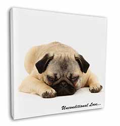 Pug Dog-With Love Square Canvas 12"x12" Wall Art Picture Print