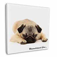 Pug Dog-With Love Square Canvas 12"x12" Wall Art Picture Print