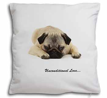 Pug Dog-With Love Soft White Velvet Feel Scatter Cushion