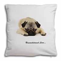 Pug Dog-With Love Soft White Velvet Feel Scatter Cushion