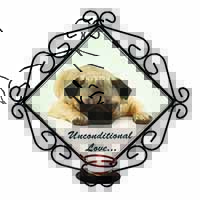 Pug Dog-With Love Wrought Iron Wall Art Candle Holder