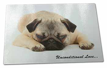 Large Glass Cutting Chopping Board Pug Dog-With Love