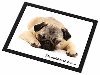 Pug Dog-With Love Black Rim High Quality Glass Placemat