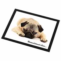 Pug Dog-With Love Black Rim High Quality Glass Placemat