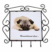 Pug Dog-With Love Wrought Iron Key Holder Hooks