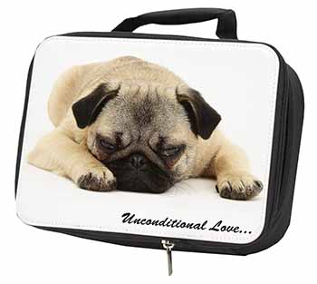 Pug Dog-With Love Black Insulated School Lunch Box/Picnic Bag