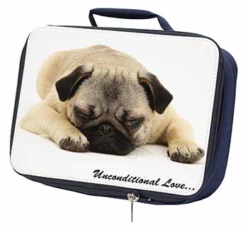 Pug Dog-With Love Navy Insulated School Lunch Box/Picnic Bag