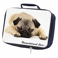 Pug Dog-With Love Navy Insulated School Lunch Box/Picnic Bag