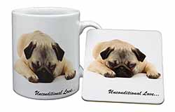 Pug Dog-With Love Mug and Coaster Set