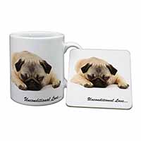 Pug Dog-With Love Mug and Coaster Set