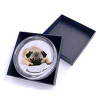 Pug Dog-With Love Glass Paperweight in Gift Box