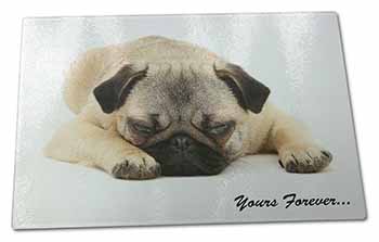 Large Glass Cutting Chopping Board Pug Dog 