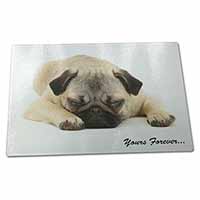 Large Glass Cutting Chopping Board Pug Dog 