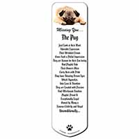 Pug Dog " Missing You " Sentiment Bookmark, Book mark, Printed full colour