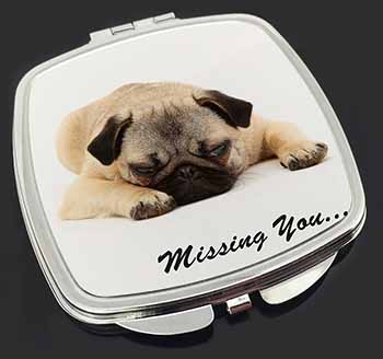 Pug Dog " Missing You " Sentiment Make-Up Compact Mirror