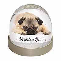 Pug Dog " Missing You " Sentiment Snow Globe Photo Waterball