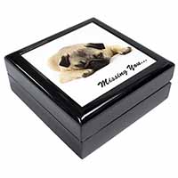 Pug Dog " Missing You " Sentiment Keepsake/Jewellery Box
